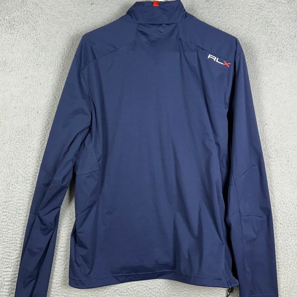 RLX Ralph Lauren Rain Jacket Mens Large Blue Quarter Zip Pullover Performance